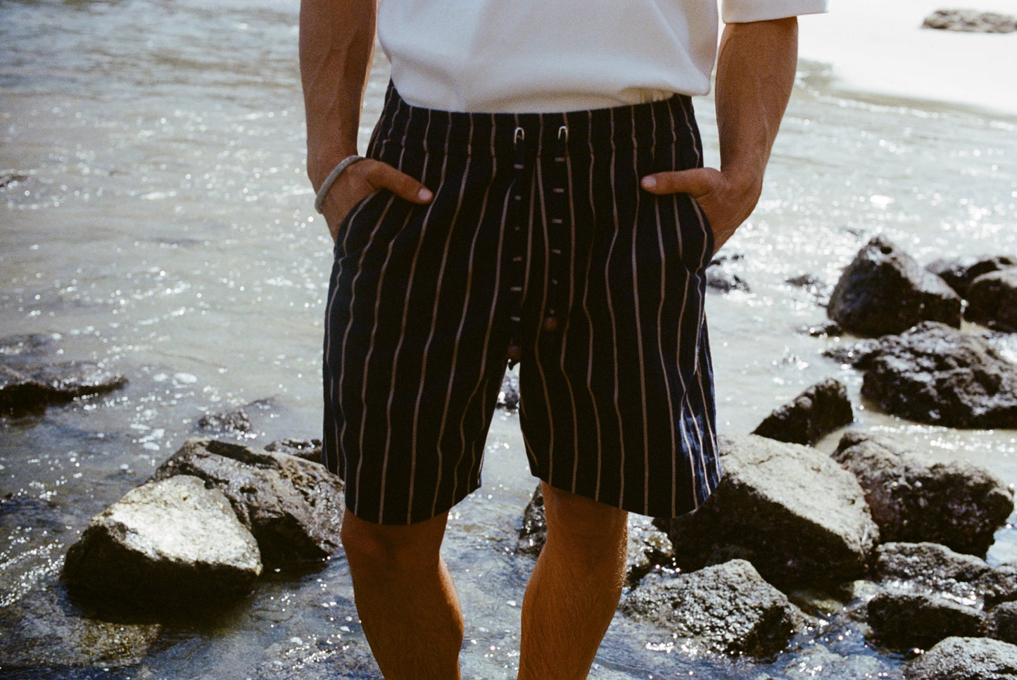 Easy-Going Shorts (Navy Jacquard Stripe)