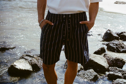 Easy-Going Shorts (Navy Jacquard Stripe)