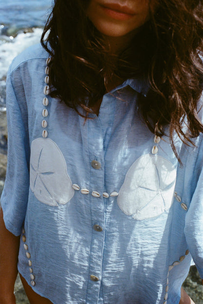 'Sand Dollar Stimulus' ~ Relaxed Crop Cut (Blue)