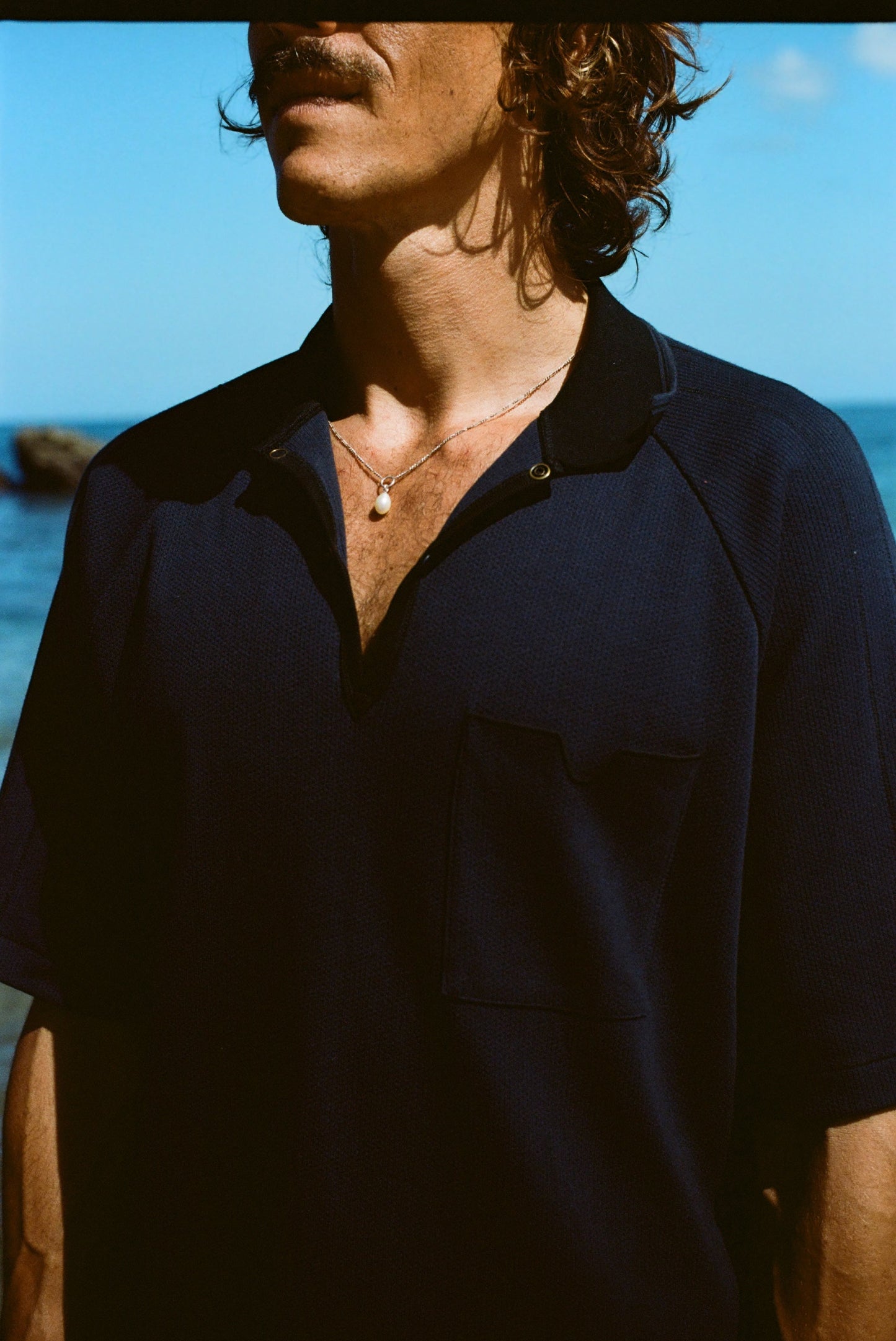 Raglan Mesh Polo (Navy)