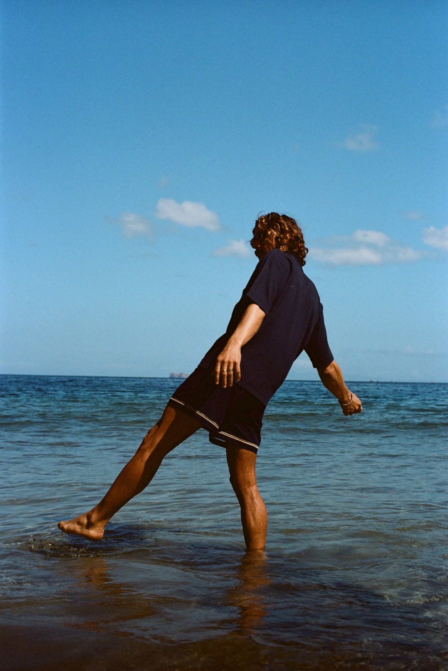 Raglan Mesh Polo (Navy)