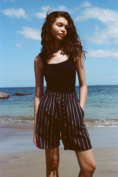 Easy-Going Shorts (Navy Jacquard Stripe)