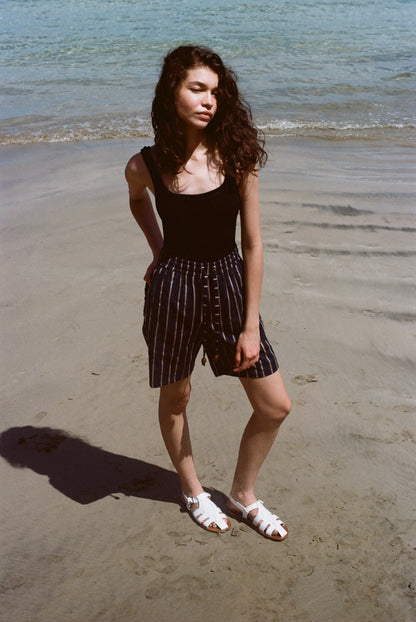 Easy-Going Shorts (Navy Jacquard Stripe)