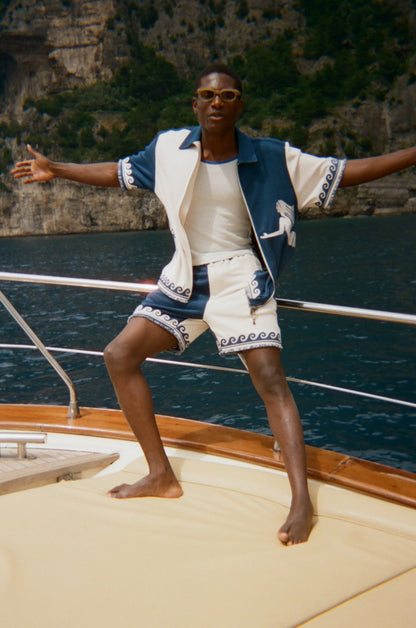 'Le Sirenuse' Late Checkout Cabana Shorts (Blue)