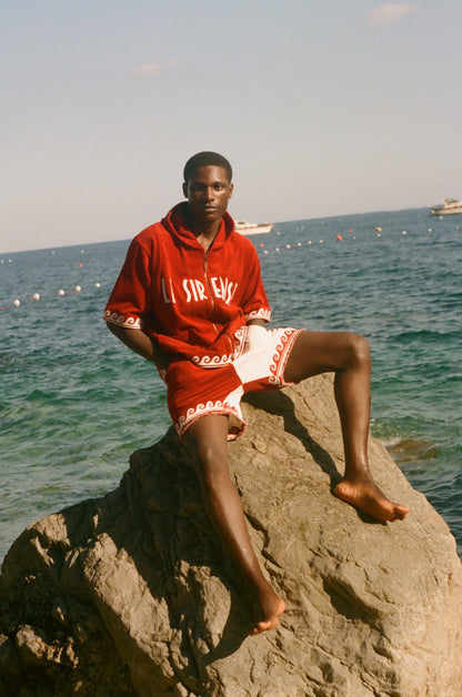 'Le Sirenuse' Late Checkout Cabana Shorts (Red)