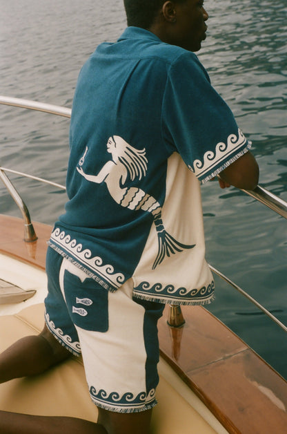 'Le Sirenuse' Late Checkout Cabana Shorts (Blue)