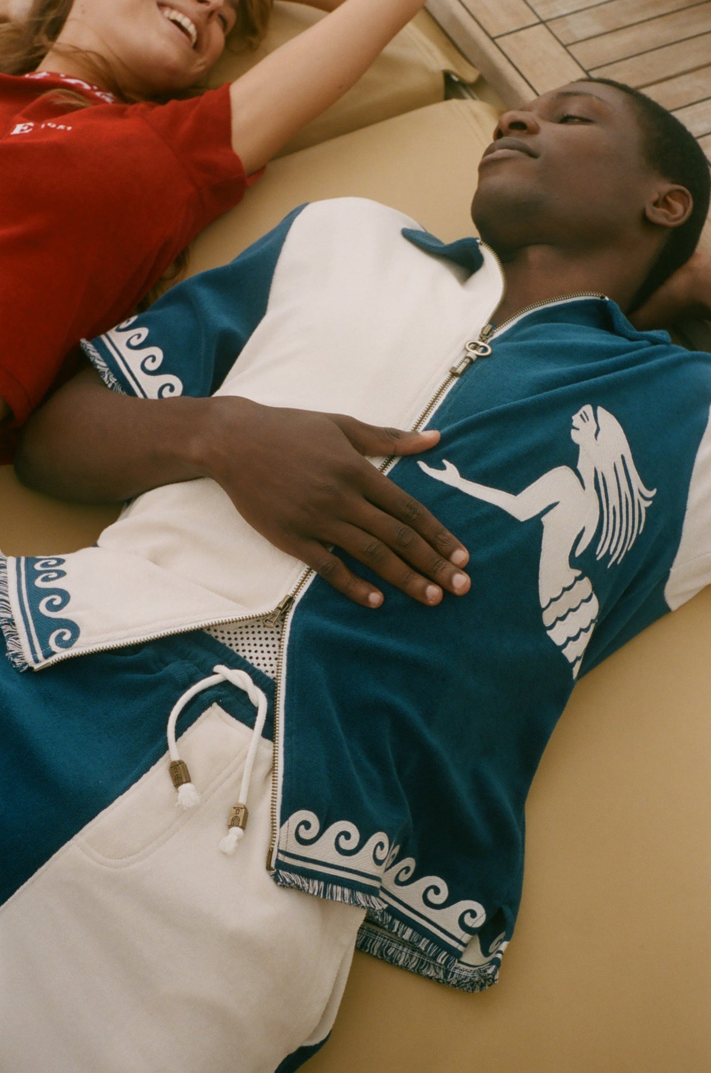 'Le Sirenuse' Late Checkout Cabana Shorts (Blue)