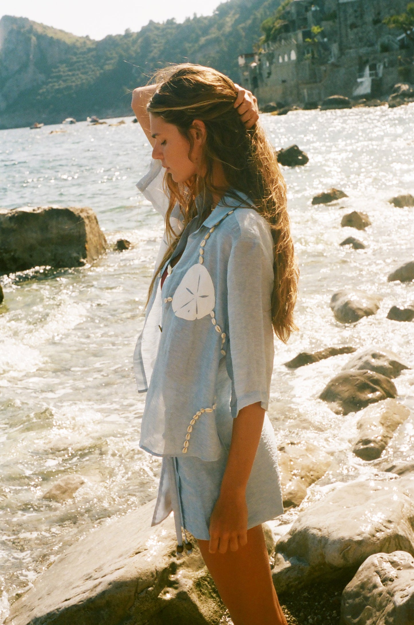 'Sand Dollar Stimulus' ~ Relaxed Crop Cut (Blue)