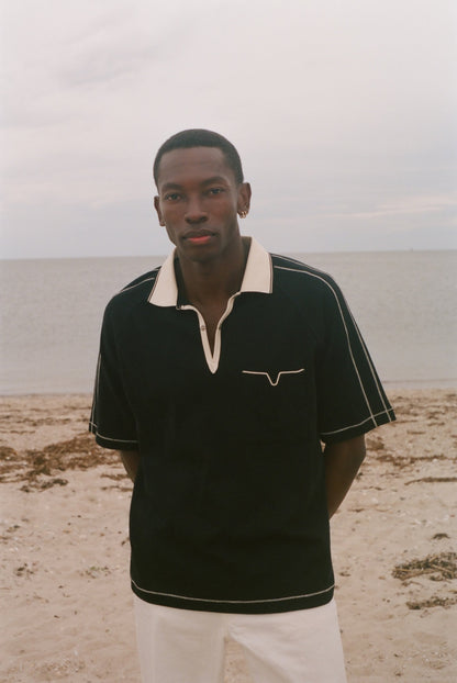 Raglan Mesh Polo (Black)