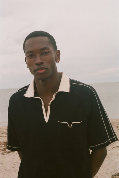 Raglan Mesh Polo (Black)