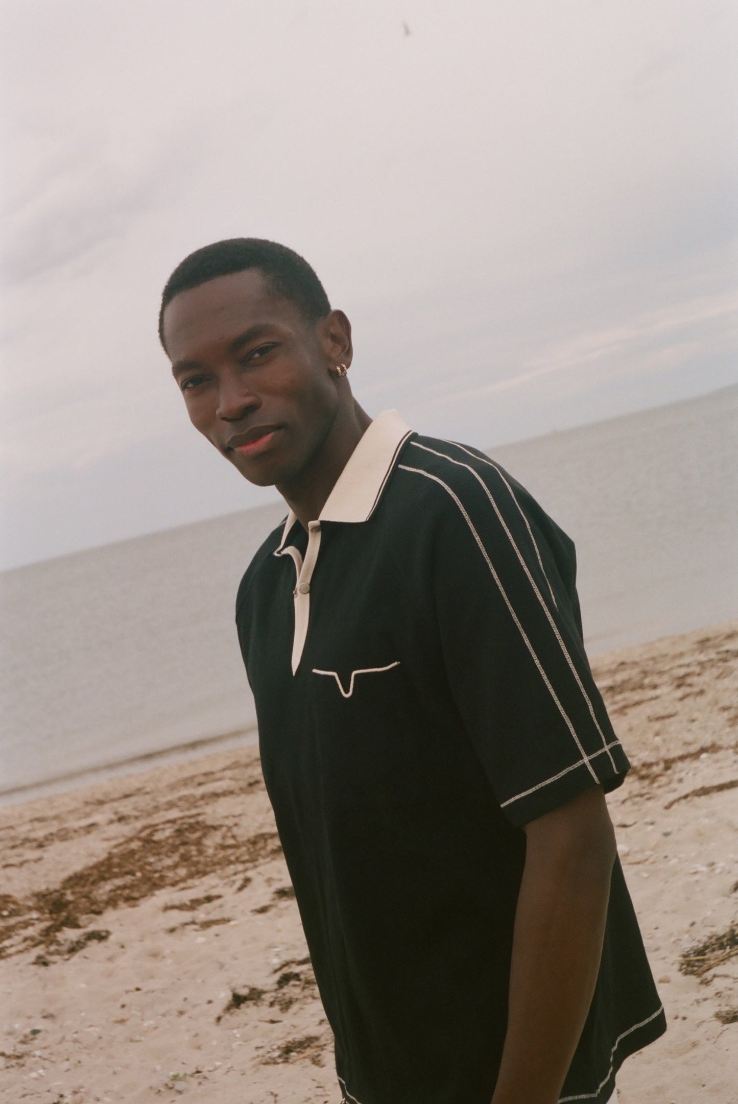 Raglan Mesh Polo (Black)