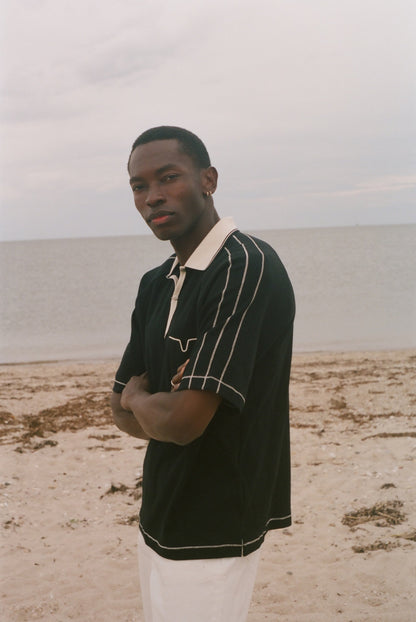 Raglan Mesh Polo (Black)