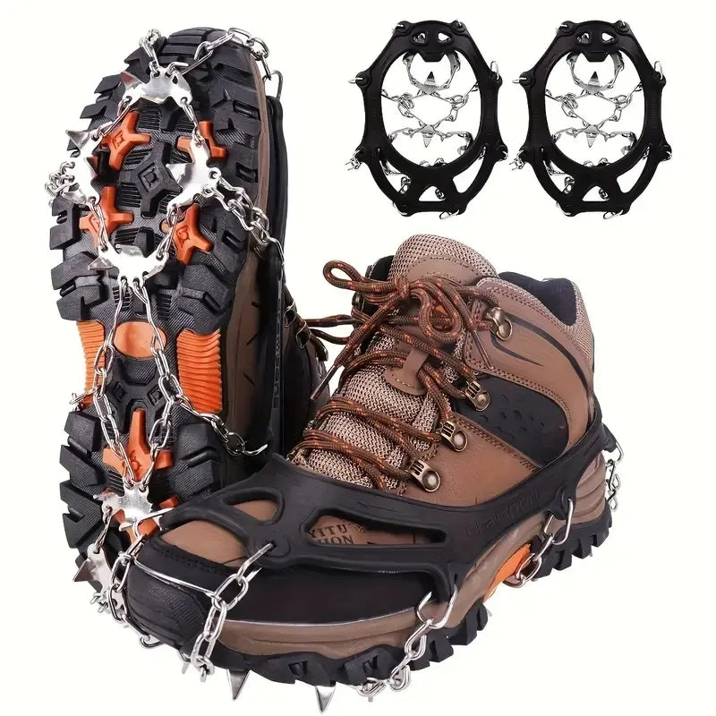 Ice Traction Cleats | 19-Spike Anti-Slip Shoe Grips for Ice & Snow