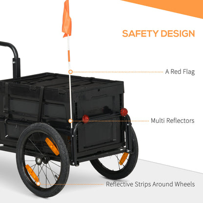 Bike Cargo Trailer with Removable Storage Box | 88 lb Capacity, Foldable with Flag & Reflectors