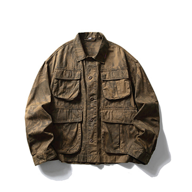 Men's Tie-Dye Camouflage Workwear Jacket – Street Style Outerwear