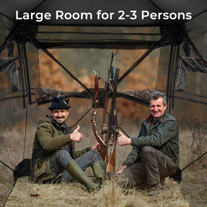 360° Pop-Up Hunting Blind – One-Way See-Through, 2-3 Person, Silent Windows