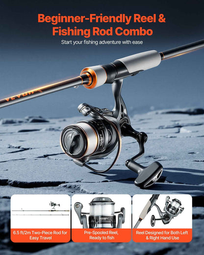 IM6 Fiberglass & Carbon Fiber Spinning Rod & Reel Combo — 6.5 ft