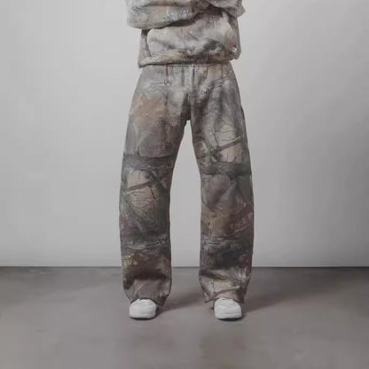 Men's Leaf Camo 3D Print Casual Pants – Straight-Leg Drawstring Trousers