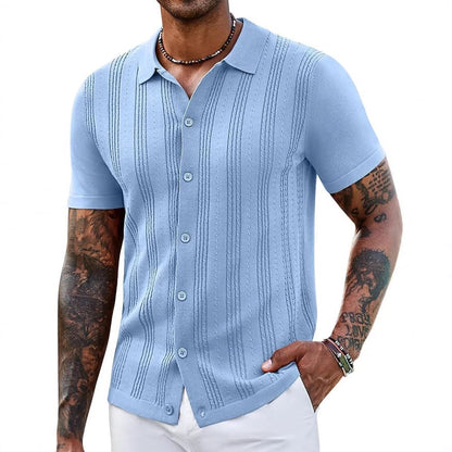 Men's Striped Hollow-Knit Slim Fit Sweater