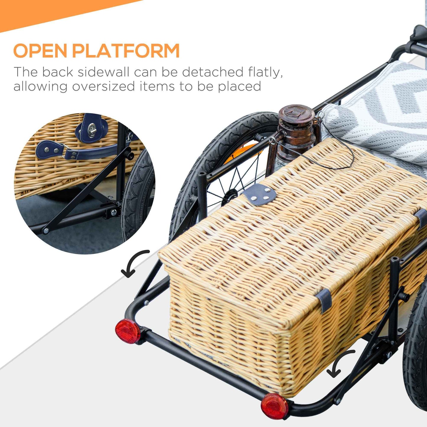 Bike Cargo Trailer with Removable Storage Box | 88 lb Capacity, Foldable with Flag & Reflectors