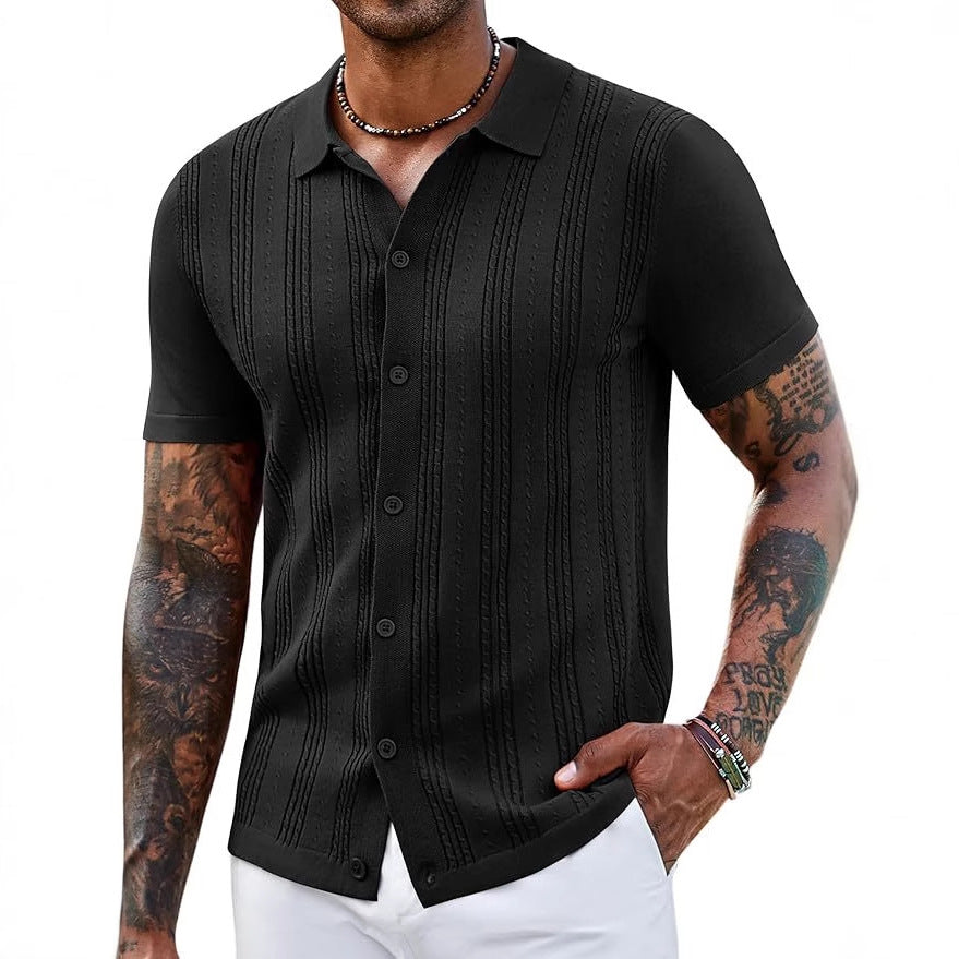 Men's Striped Hollow-Knit Slim Fit Sweater