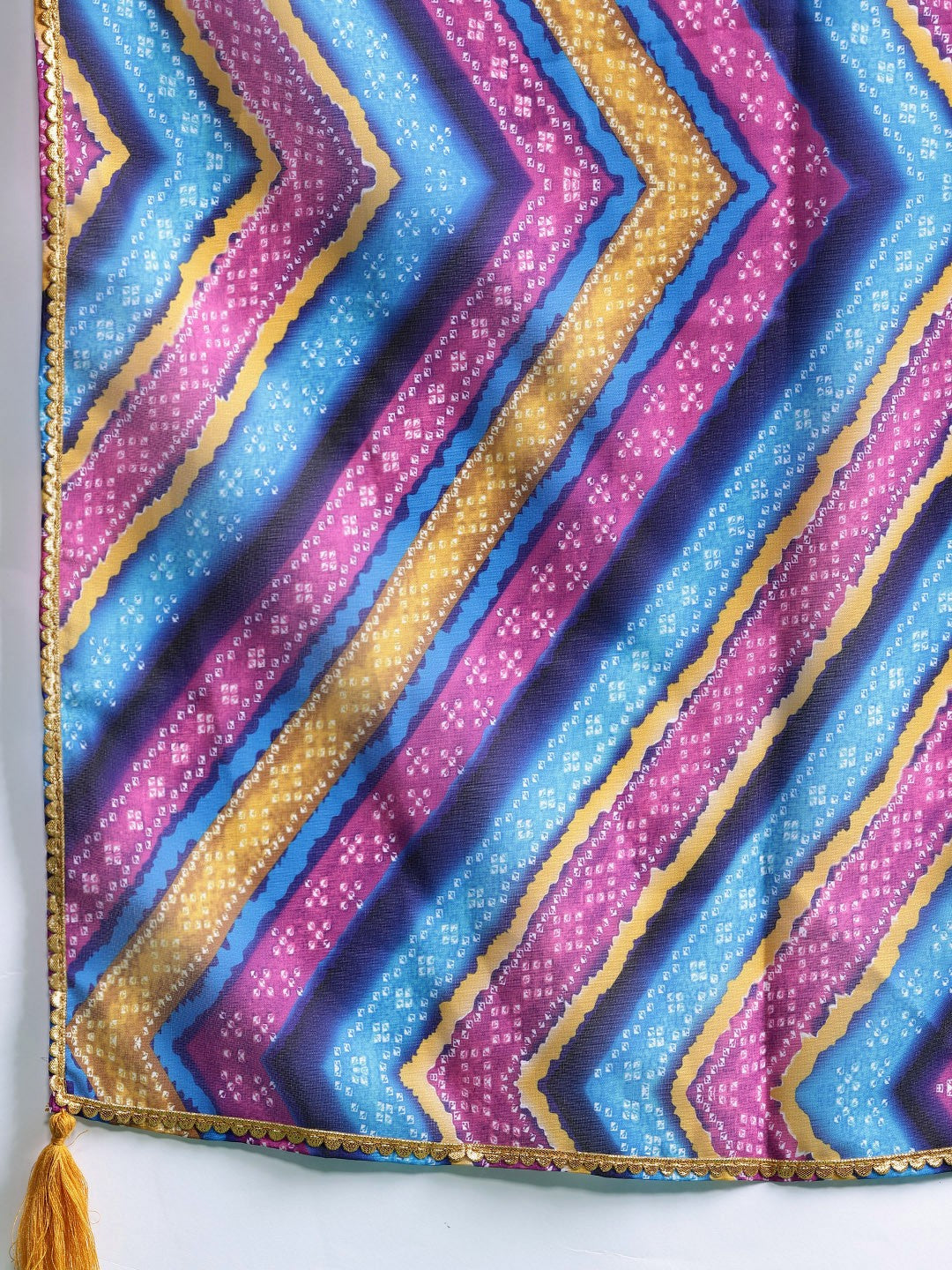 Bandhani Printed Shoulder Straps Kurta Set With Dupatta