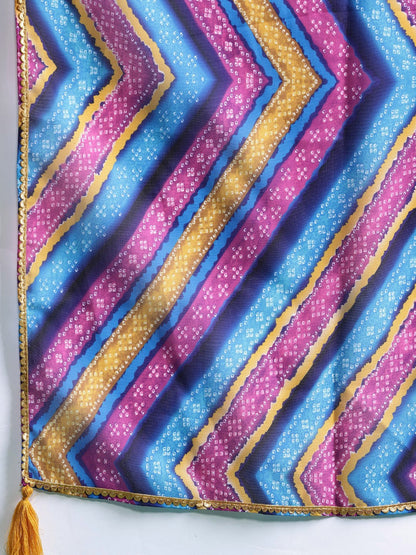 Bandhani Printed Shoulder Straps Kurta Set With Dupatta