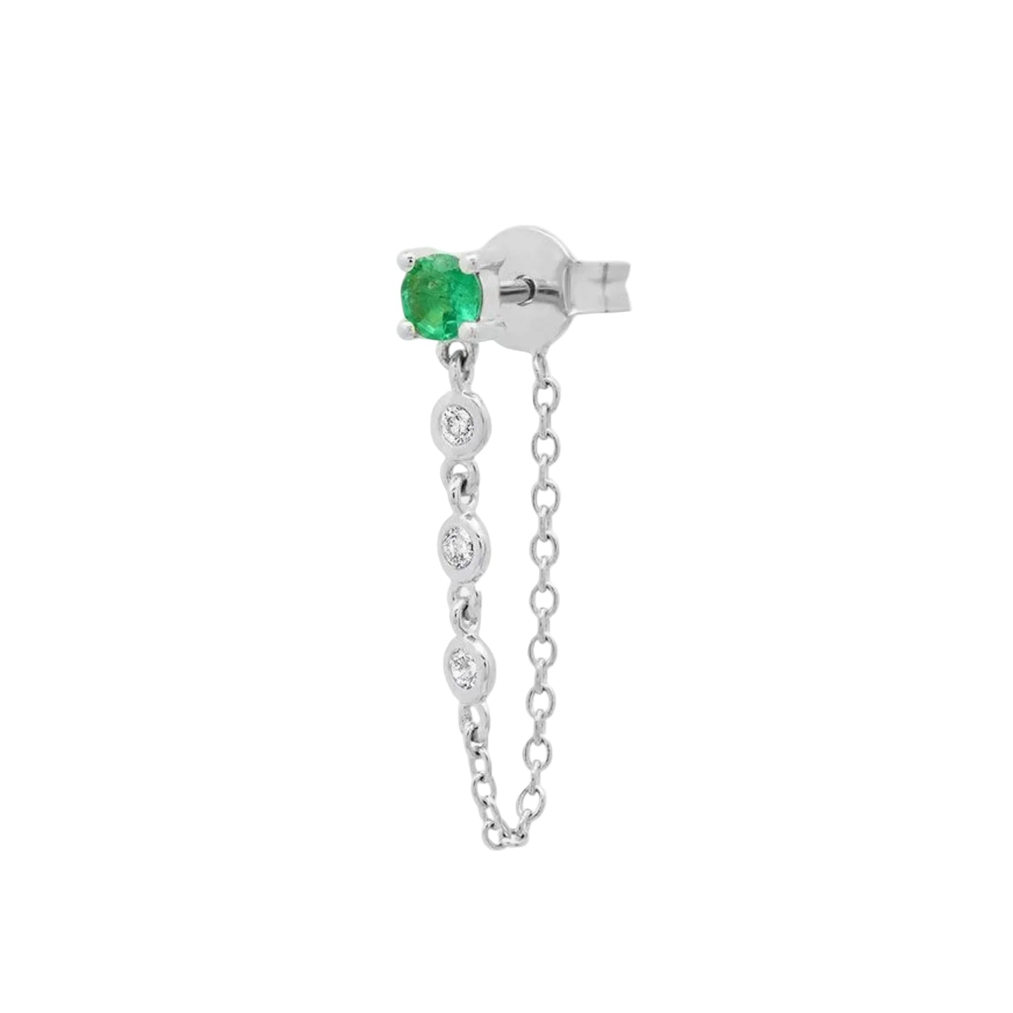 Gemstone Stud with Diamond Chain