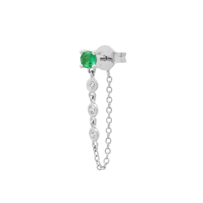 Gemstone Stud with Diamond Chain