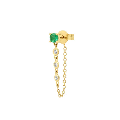 Gemstone Stud with Diamond Chain