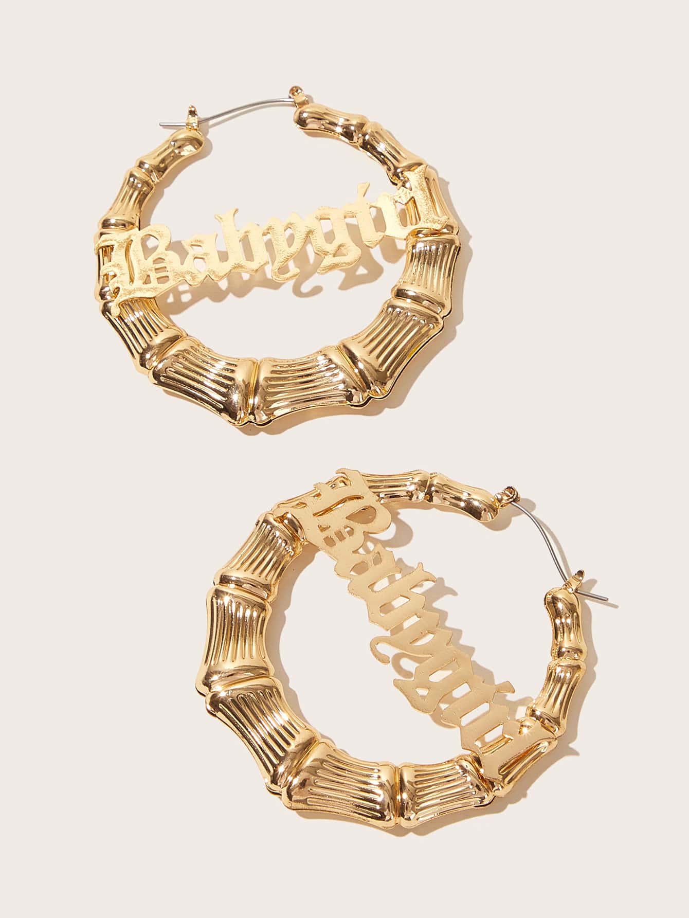 1pair Letter Decor Round Drop Earrings