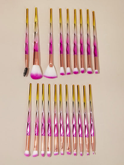 20pcs Fan Shaped Gradient Handle Makeup Brush Set