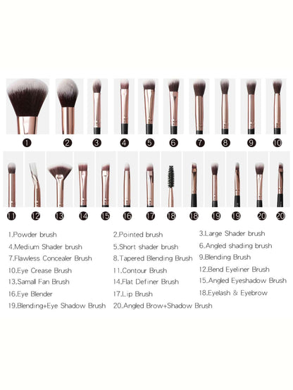 20pcs Duo-fiber Makeup Brush Set
