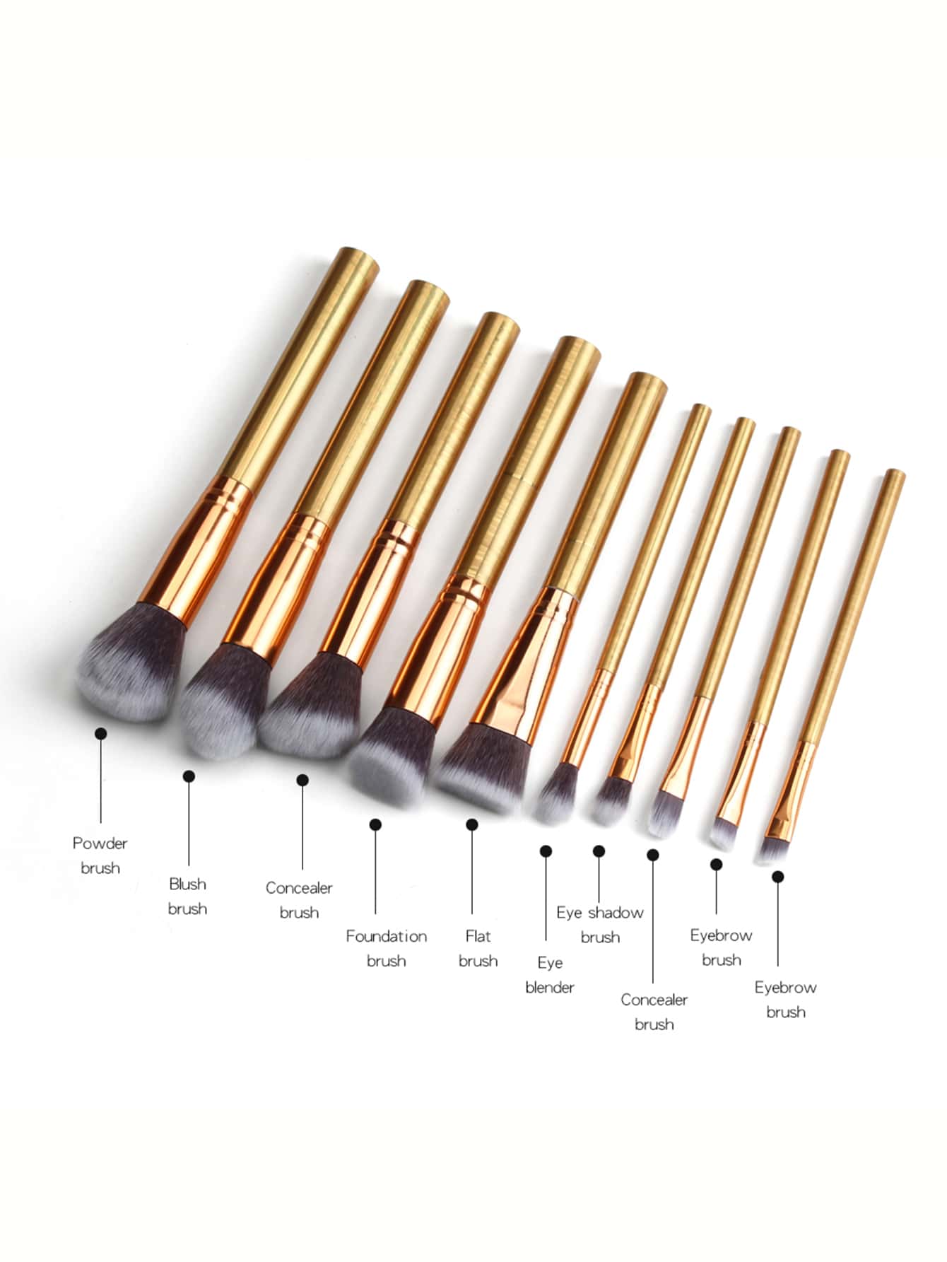 10pcs Duo-fiber Makeup Brush Set