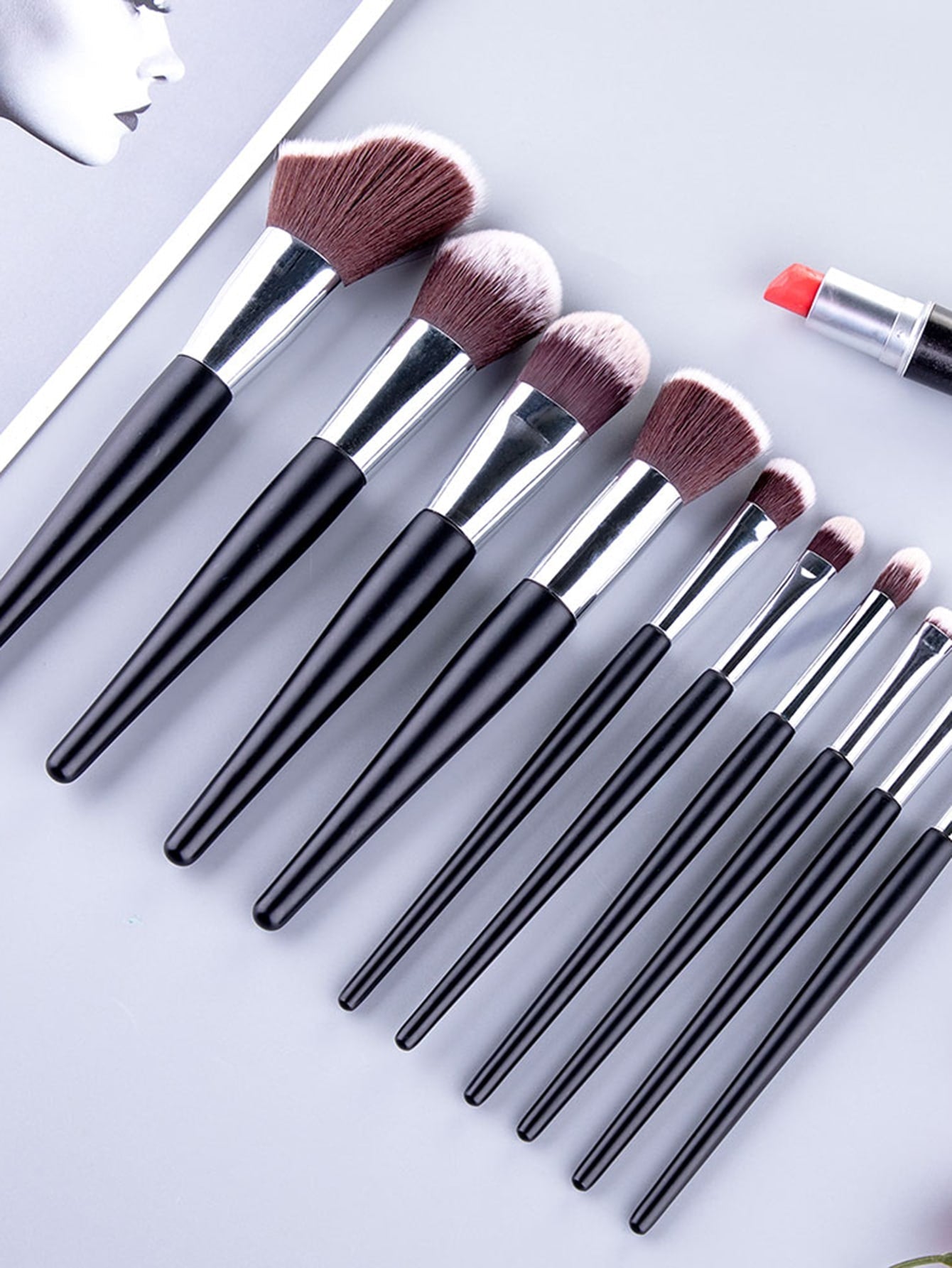 10pcs Duo-fiber Makeup Brush Set