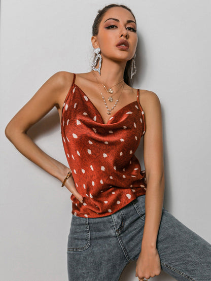Allover Print Satin Cami Top