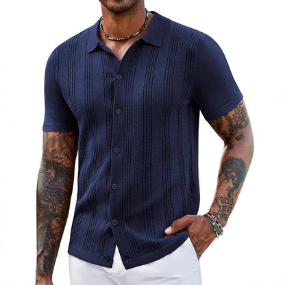 Men's Striped Hollow-Knit Slim Fit Sweater