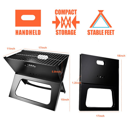 Foldable Portable Charcoal BBQ Grill – 170 sq in Cooking Surface