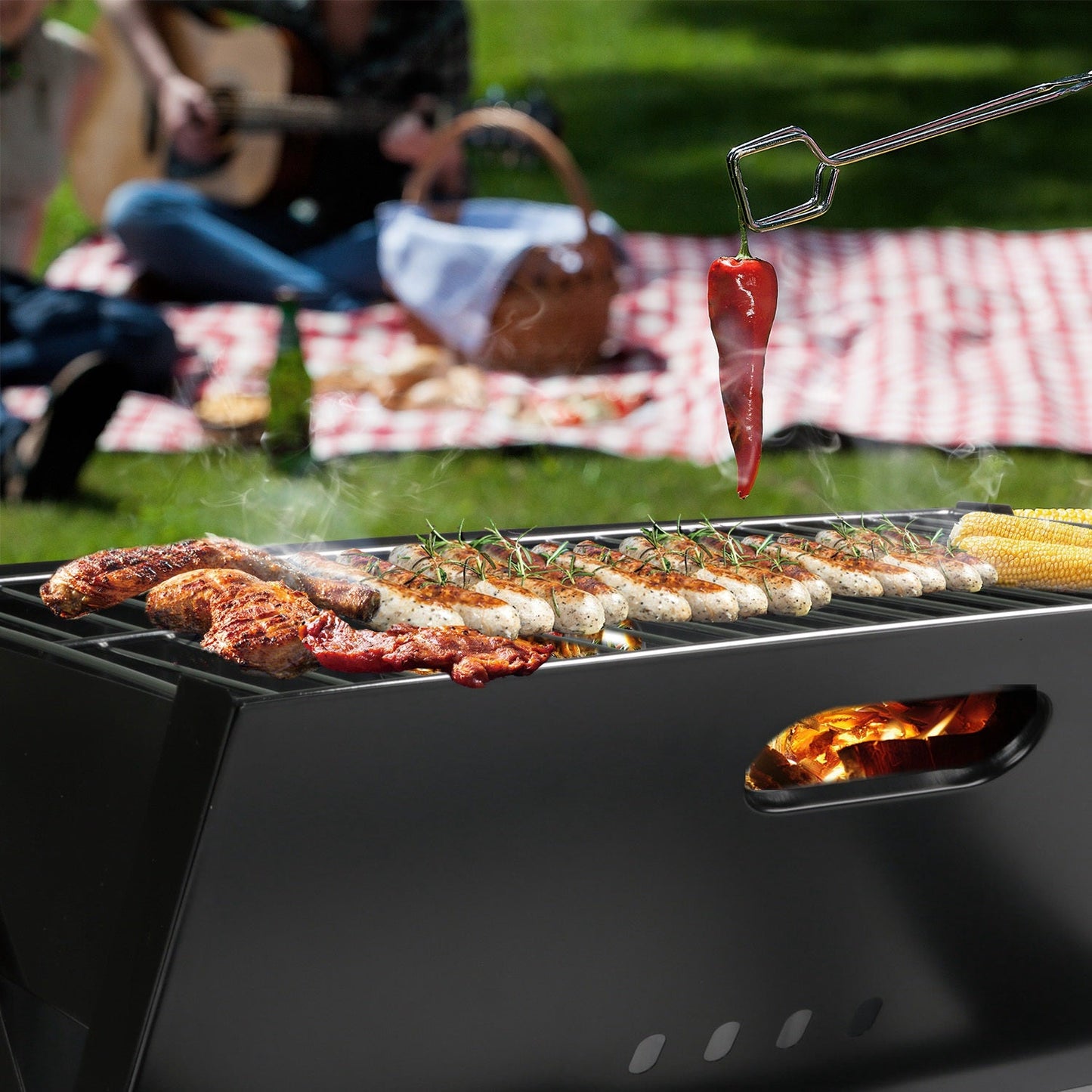Foldable Portable Charcoal BBQ Grill – 170 sq in Cooking Surface