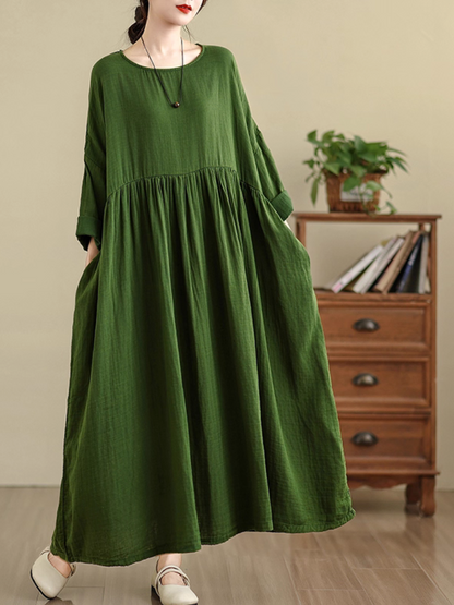 Elegant Women's Pleated Solid Color Smock Dress | Eva Trends