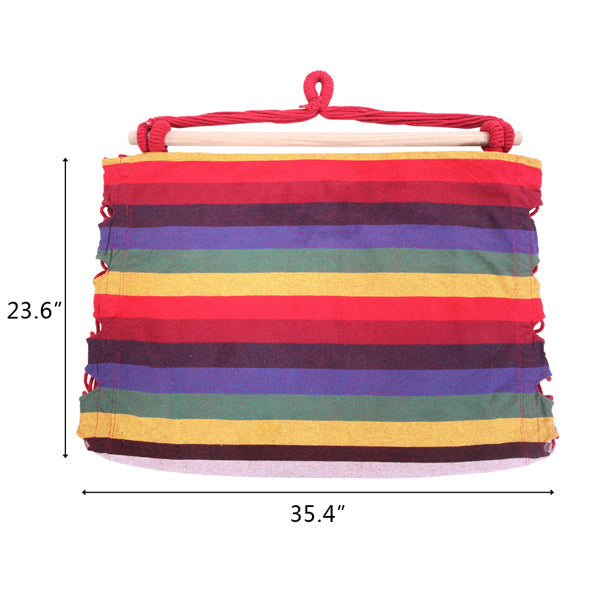 Rainbow Cotton Canvas Hanging Rope Chair – 250 lb Capacity with 2 Pillows for Indoor & Outdoor Use