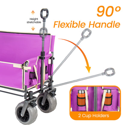 3-in-1 Collapsible Wagon with Bench & Folding Tabletop — 500 lb, 180L