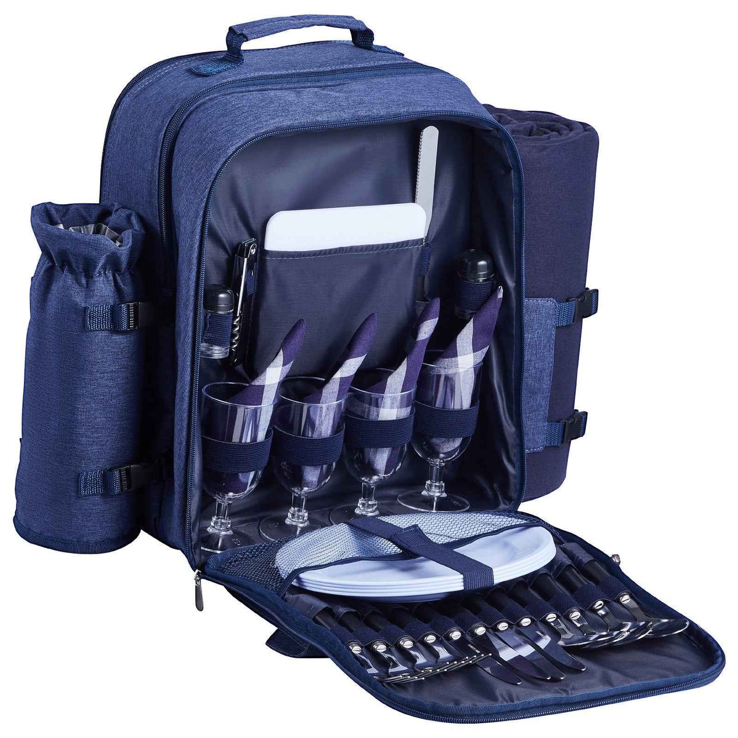 Beach & Picnic Backpack for 4 with Insulated Cooler Compartment