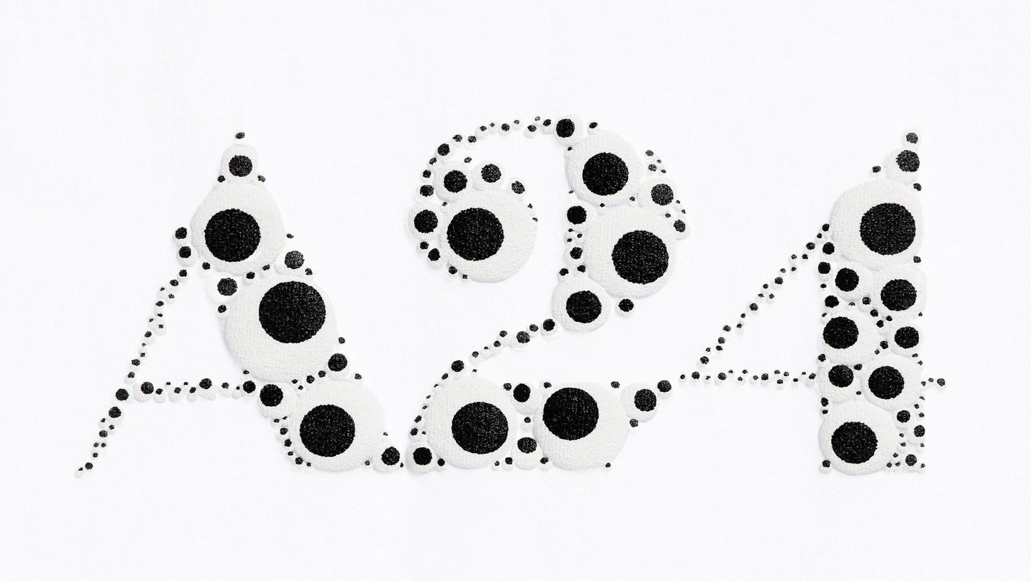 White Googly Eye Puff Print Logo Tee