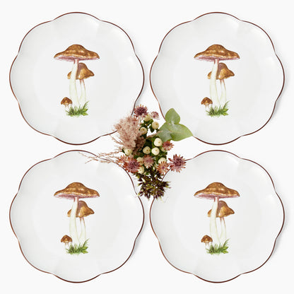 Scalloped Mushroom Dinner Plates (Set of 4)