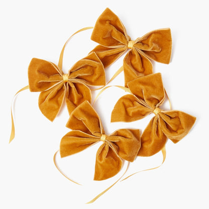 Mustard Velvet Napkin Bows (Set of 4)