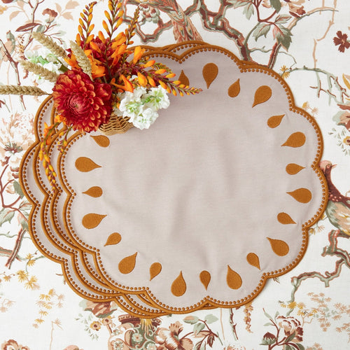 Taupe & Mustard Bettina Placemats (Set of 4)
