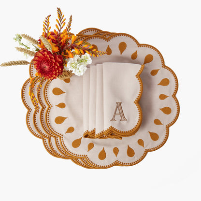 Taupe & Mustard Bettina Placemats (Set of 4)