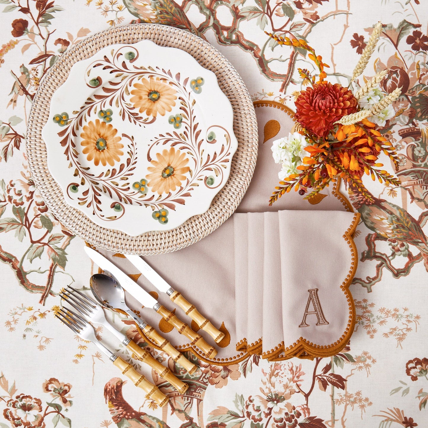 Taupe & Mustard Bettina Placemats (Set of 4)