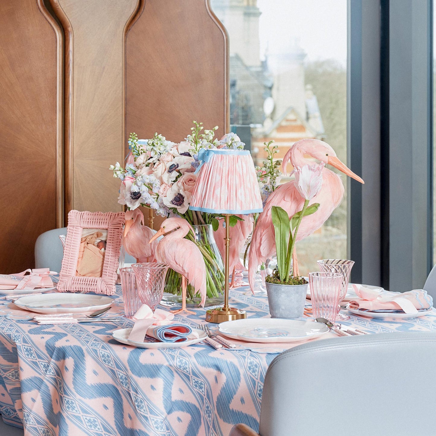 Pink & Blue Sarah Hot Air Balloon Embroidered Napkins (Set of 4)